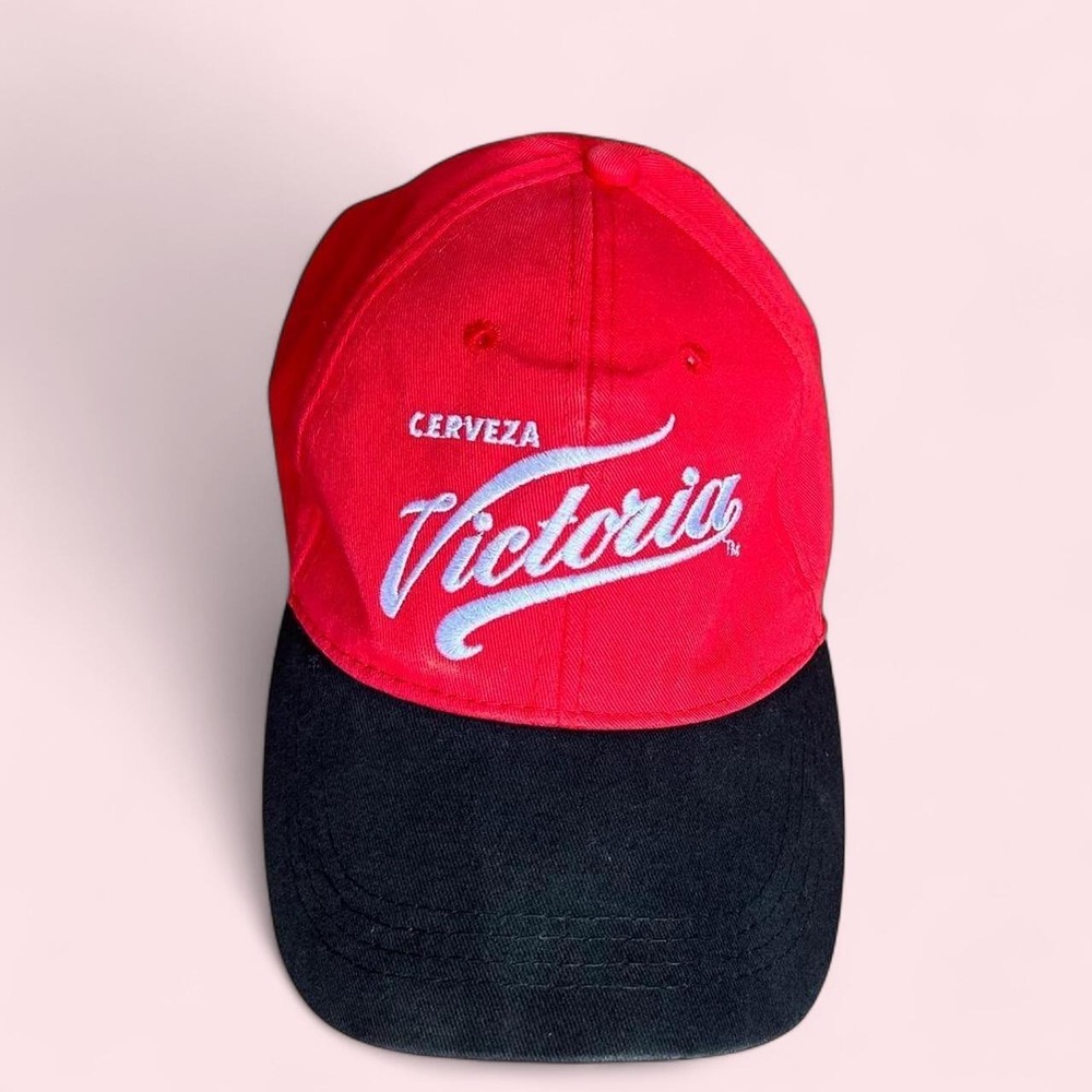 Cerveza Victoria Beer Embroidered Snapback Hat Red Black Two Tone Cotton Cap